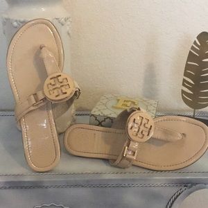 OBO Nude patent Tory Burch sandals